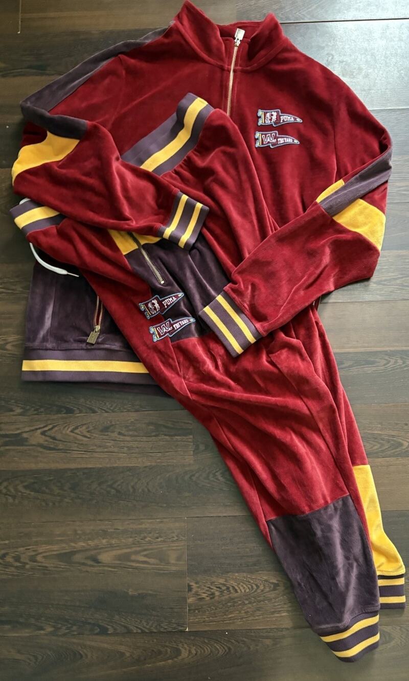 Puma The Yard Velour Tracksuit Set Maroon JXL/P2XL NWT
